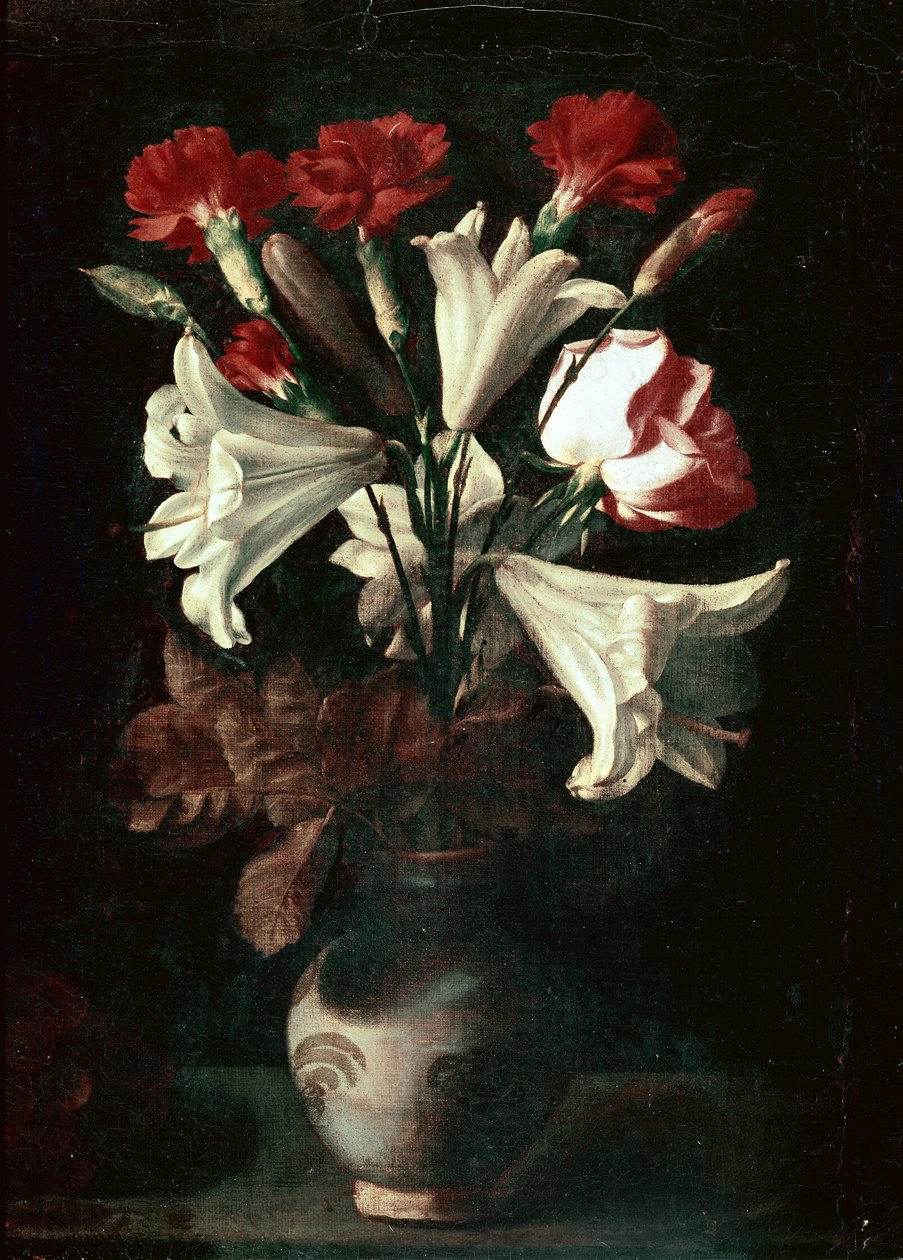 Florero (Liliomok és szegfű vázában) alkotó: Juan de (attr. to) Zurbaran