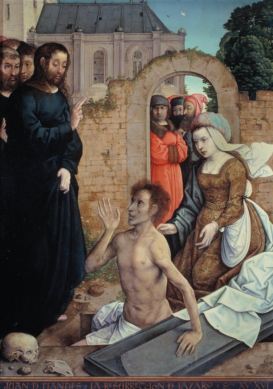 "La resurrection de Lazare" (Lázár feltámadása) Juan (Jean) de Flandes festménye (vers 1465-1519) - 1514-1519 Méret: 110x84 cm Museo del Prado, Madrid alkotó: Juan de Flandes