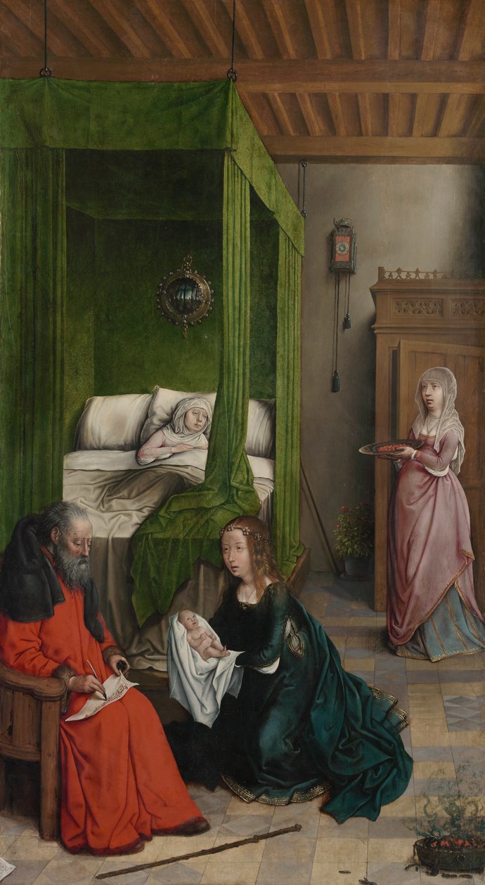 Keresztelő János születése és névadása, 1496-99. alkotó: Juan de Flandes