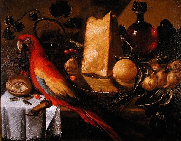 Csendélet papagájjal (Ara) (olaj, vászon) alkotó: Juan de Labrador