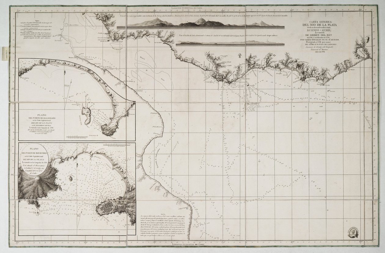 Dél-Amerika és az Atlanti-óceán partvidék térképe alkotó: Juan de Langara
