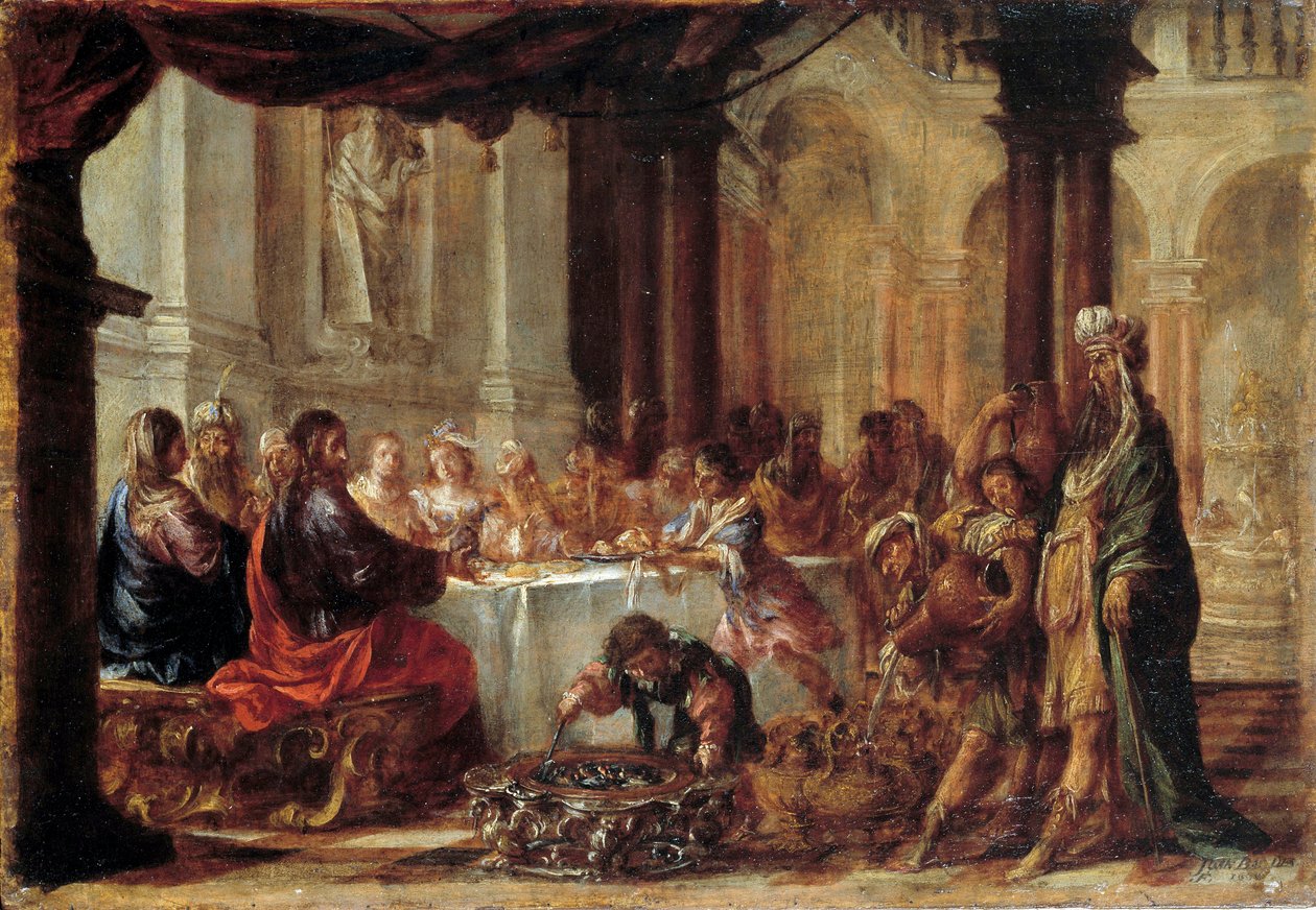 Les Noces de Cana Juan Valdes (1622-1690) festménye 1660 V. 0,23x0,34 m alkotó: Juan de Valdes Leal