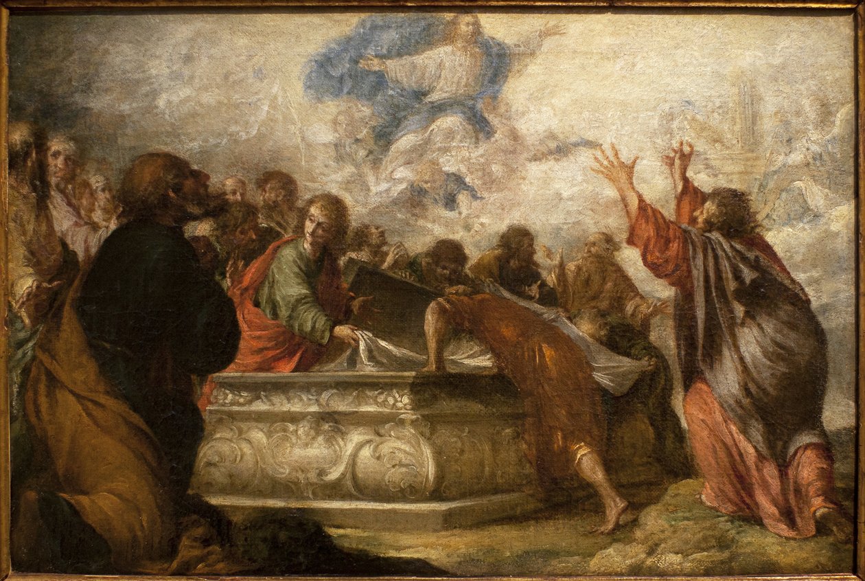 A Szűz mennybemenetele. Juan de Valdes Leal (1622-1690) festménye, olaj, vászon, 1680 körül. Szépművészeti Múzeum, Sevilla, Spanyolország. alkotó: Juan de Valdes Leal
