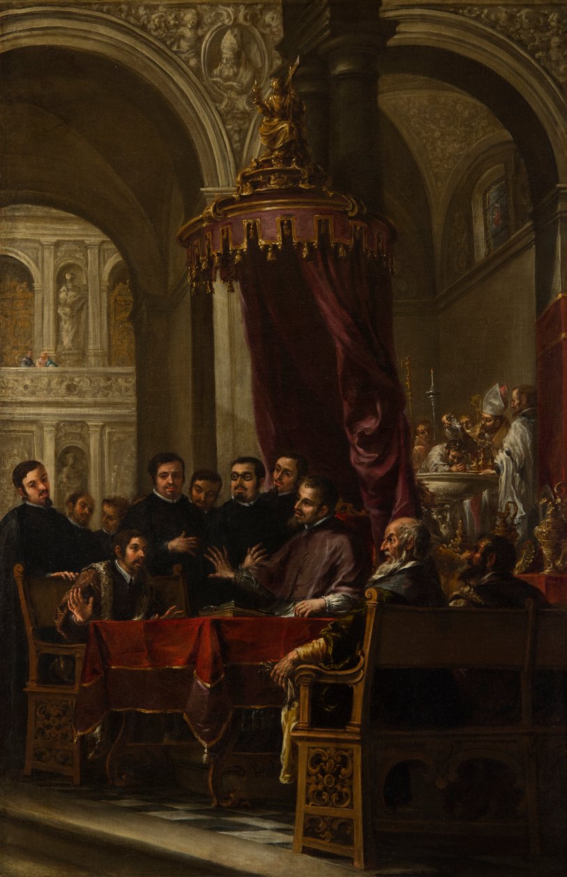 Szent Ágoston megtérése és megkeresztelkedése, Szent Ambrus alkotó: Juan de Valdes Leal