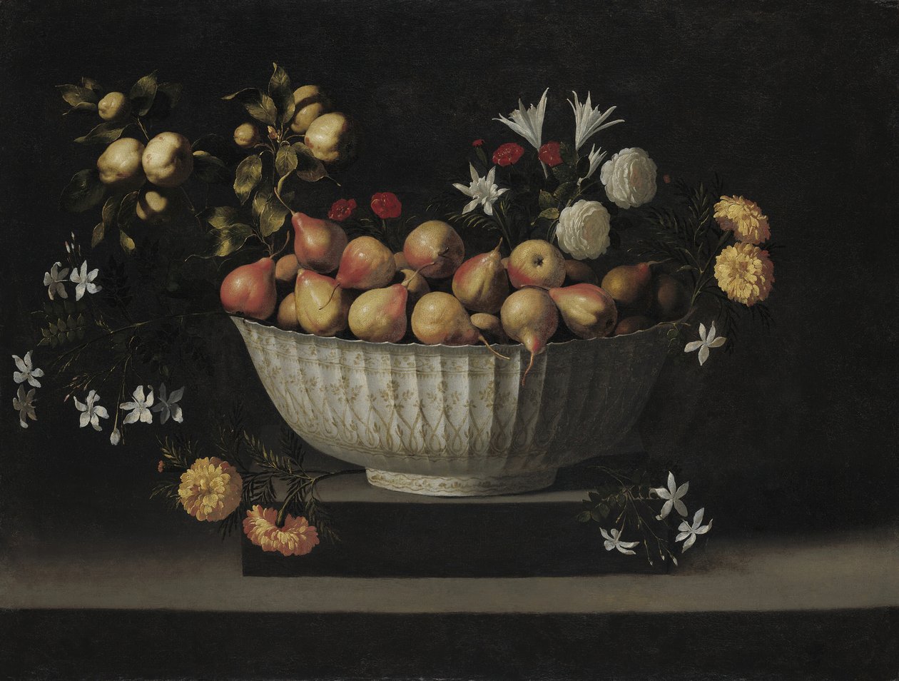 Virágok és gyümölcsök egy kínai tálban, c. 1645. alkotó: Juan de Zurbaran