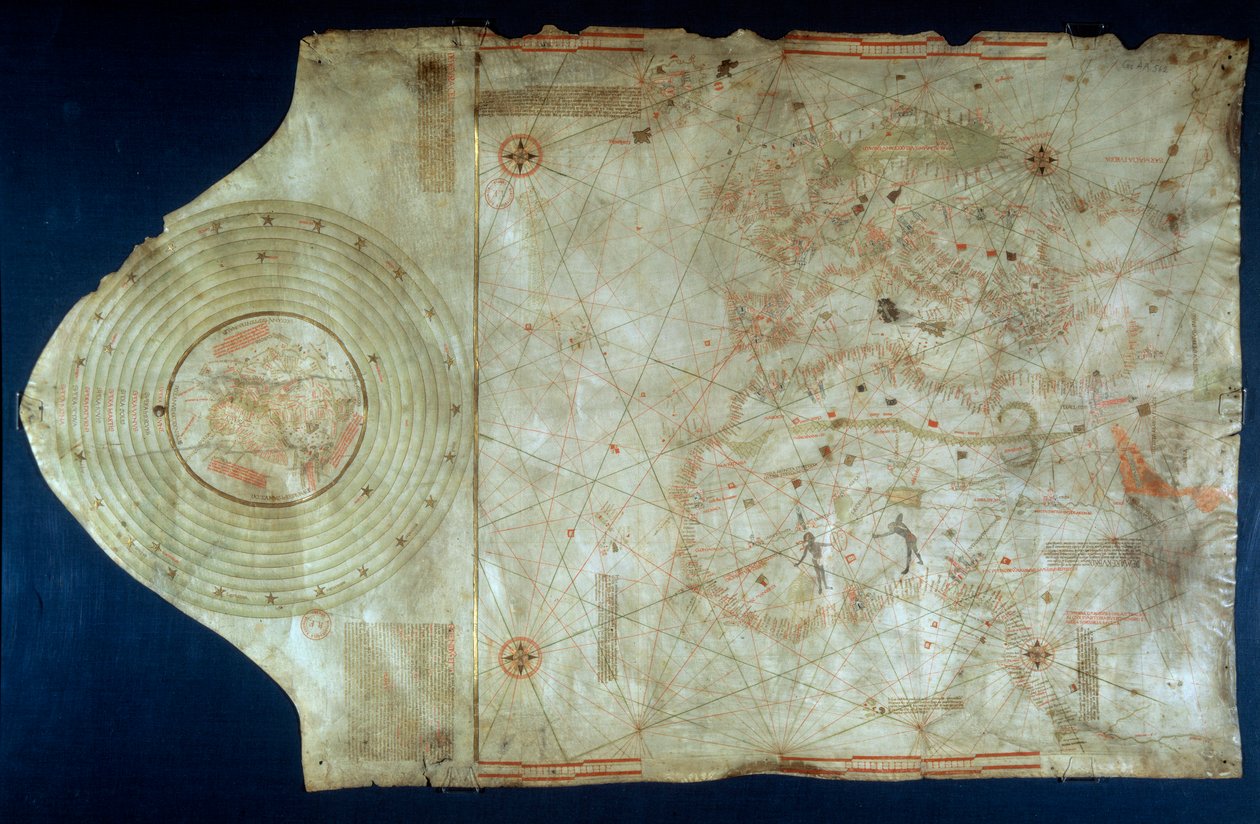 Juan de la Cosa (1460-1510), Kolumbusz Kristóf (1451-1506) navigátor térképésztársának tengeri térképe alkotó: Juan de la Cosa