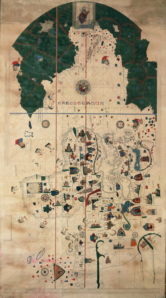 Portolan-Tengerészeti planiszféra diagram, Juan de la Cosa, 1500 körül alkotó: Juan de la Cosa