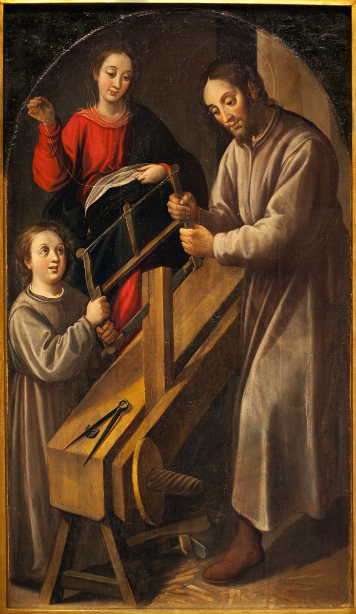 Názáret műhelye. Juan del Castillo festménye (kb. 1590-1658), olaj, vászon, 1634-1636 körül. Szépművészeti Múzeum Sevillában, Spanyolországban. alkotó: Juan del Castillo