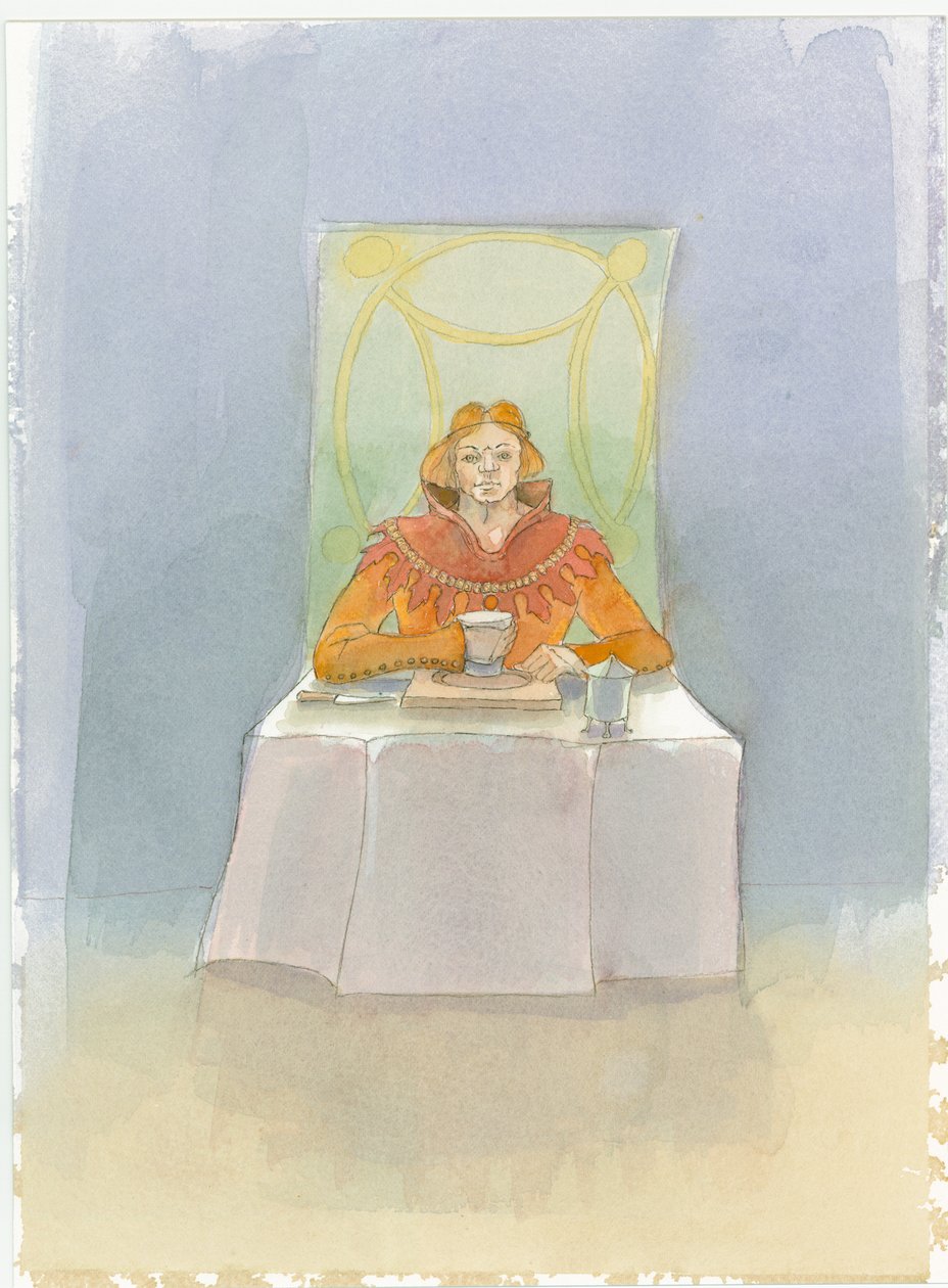 Egy középkori úr ült egy asztalnál, 2004. alkotó: Judith Dobie