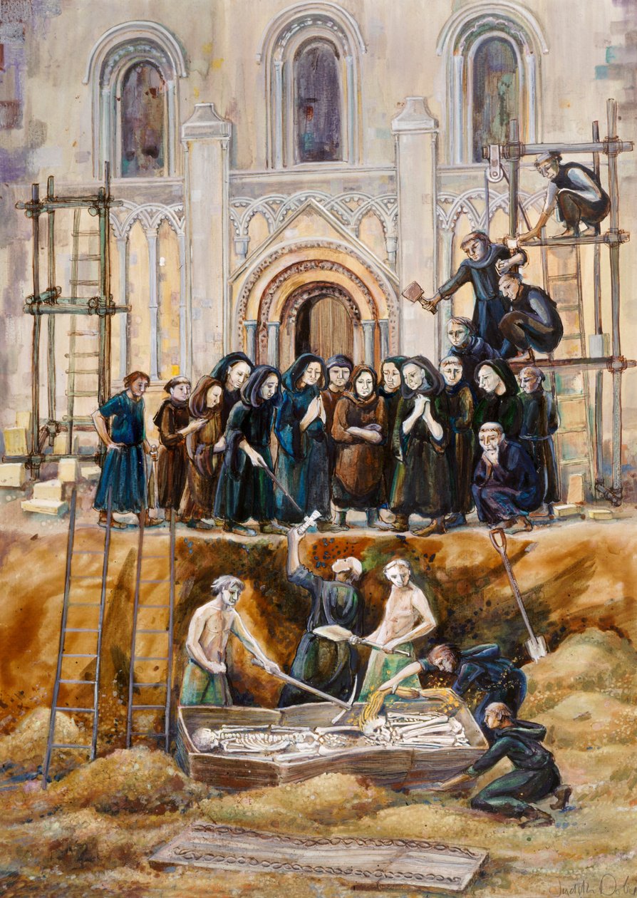 Arthur és Guinivere exhumálása a Glastonbury Abbeyben, Somerset, 1193 2010 alkotó: Judith Dobie