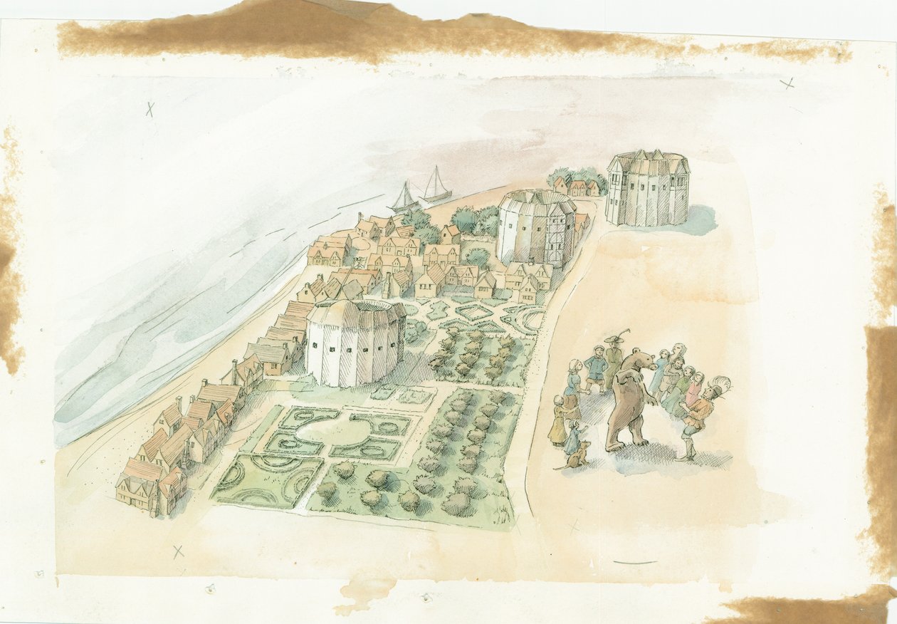 Hope Theatre, Rose Theatre és Globe Theatre, Southwark, London, c1647 2016. alkotó: Judith Dobie