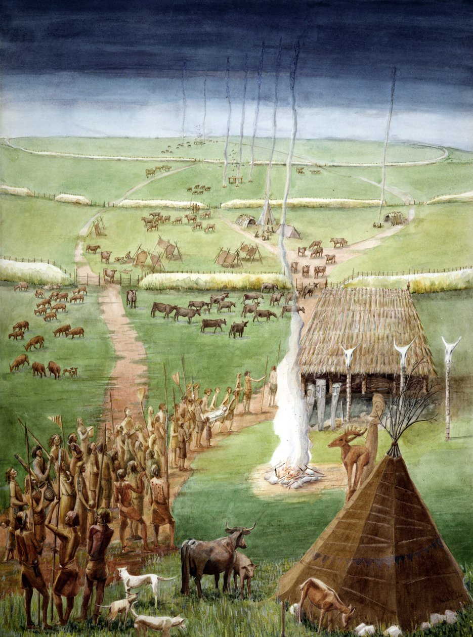 Windmill Hill, Avebury, Wiltshire (akvarell, papír) alkotó: Judith Dobie