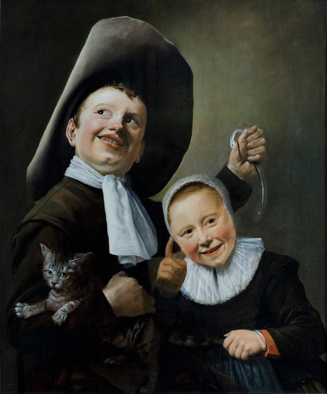Fiú és lány macskával és angolnával, 1635 körül (olaj, tölgyfa) alkotó: Judith Leyster