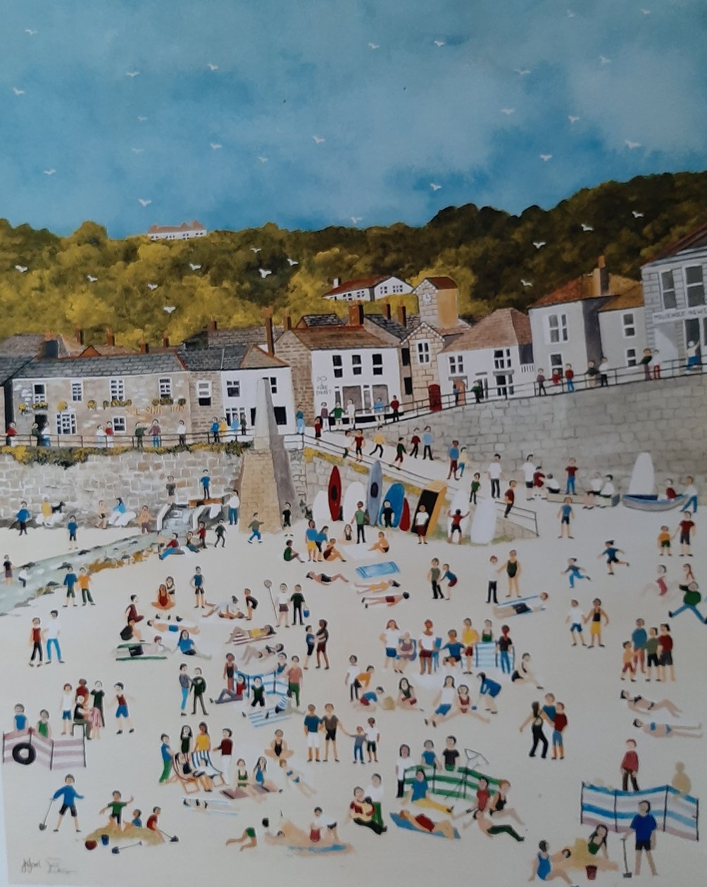 Mousehole Beach, 2018 (guache, papíron) alkotó: Judy Joel
