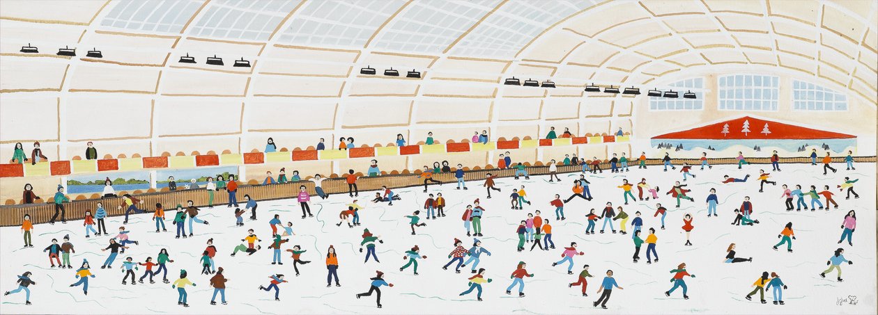 Korcsolyázás Richmondban, 2009 (Guache papíron) alkotó: Judy Joel