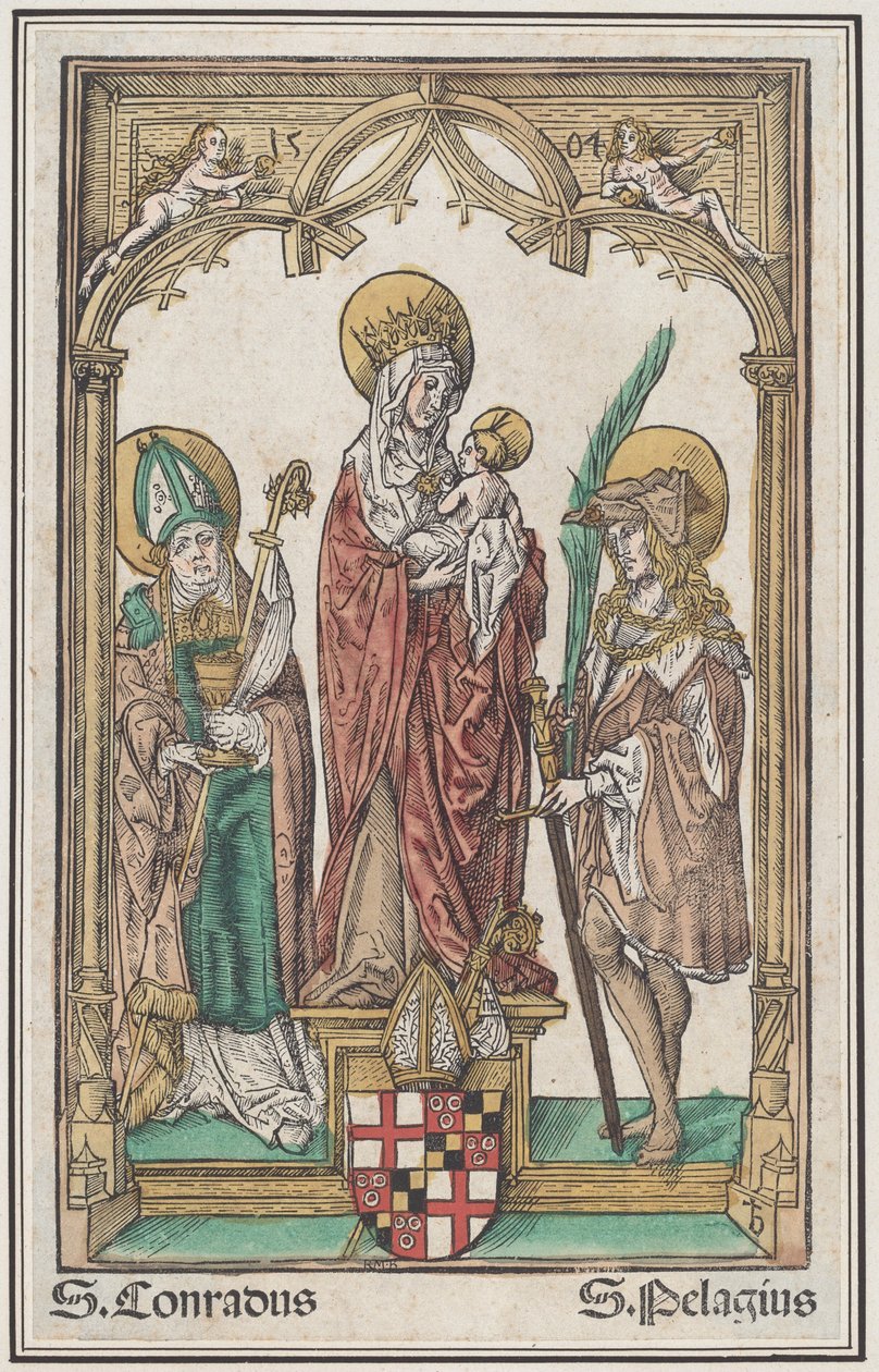 A Szűz és a Gyermek Szent Konráddal és Szent Pelagiusszal alkotó: Jörg Breu the Elder