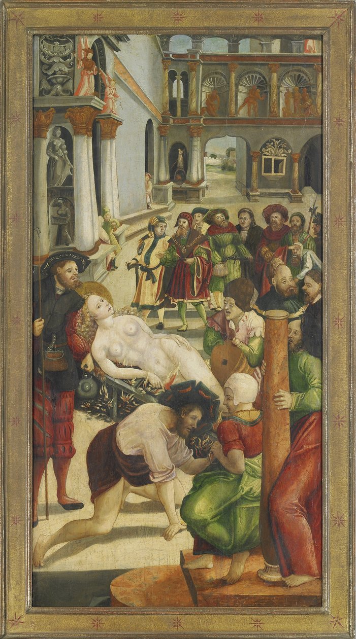 Az égő. A Szent Agáta-oltár szárnya, 1523 alkotó: Jörg Greimold