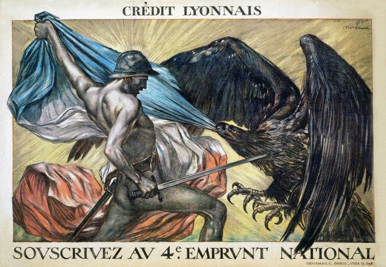 Crédit Lyonnais. Feliratkozás a 4. Nemzeti Hitelre, 1918 alkotó: Jules Abel Faivre