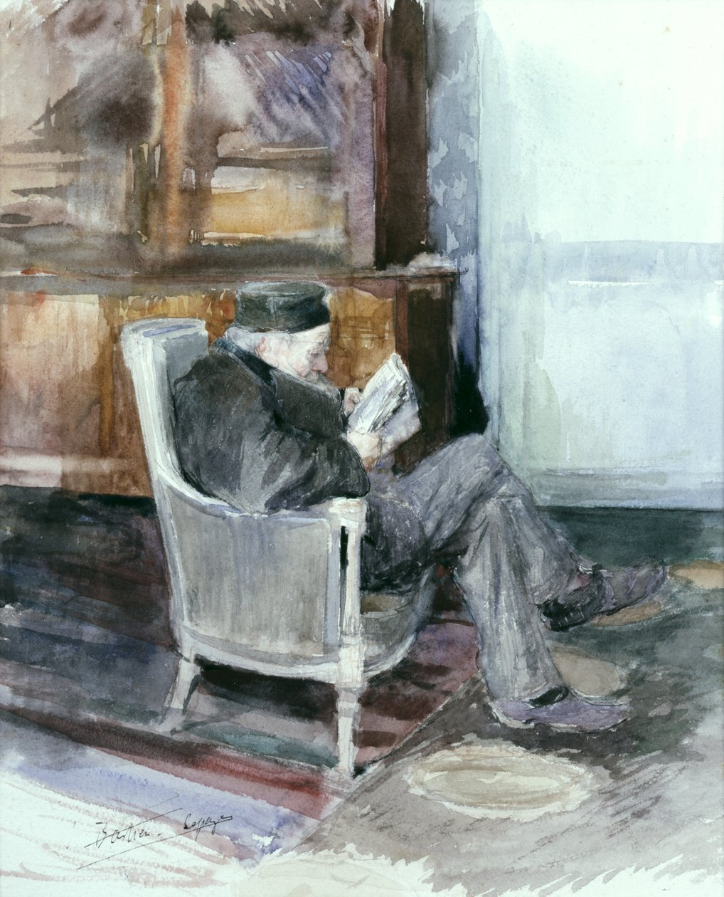 Fotelben ülő öregember (akvarell) alkotó: Jules Bastien Lepage