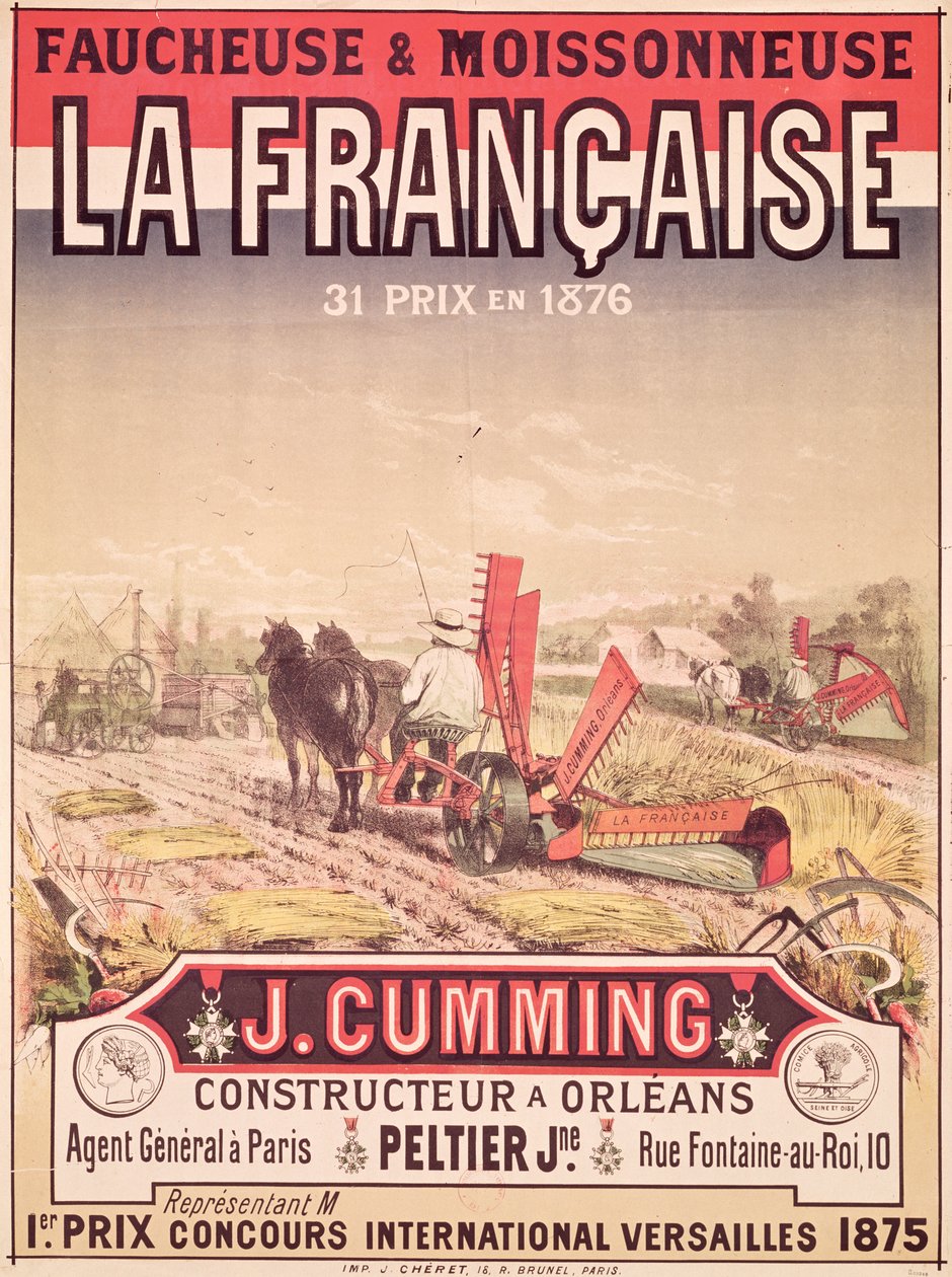 „La Francaise, Reaper and Mower” plakát, készítette: J. Cumming, Orleans, 1876 alkotó: Jules Cheret
