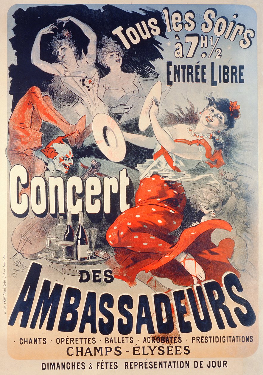 A Concert des Ambassadeurs plakátja, 1884 alkotó: Jules Cheret