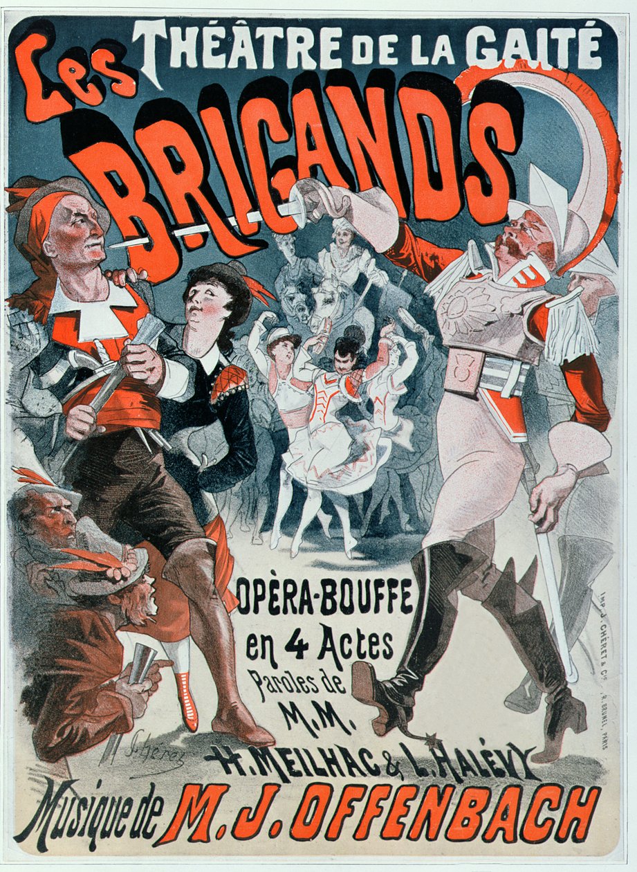 Jacques Offenbach (1819-80) „Les Brigands” operaposzter plakátja, 1869 alkotó: Jules Cheret