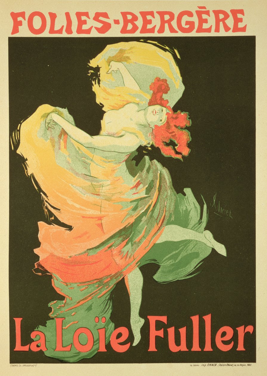 A „Loie Fuller” plakát reprodukciója a Folies-Bergerében, 1893 alkotó: Jules Cheret