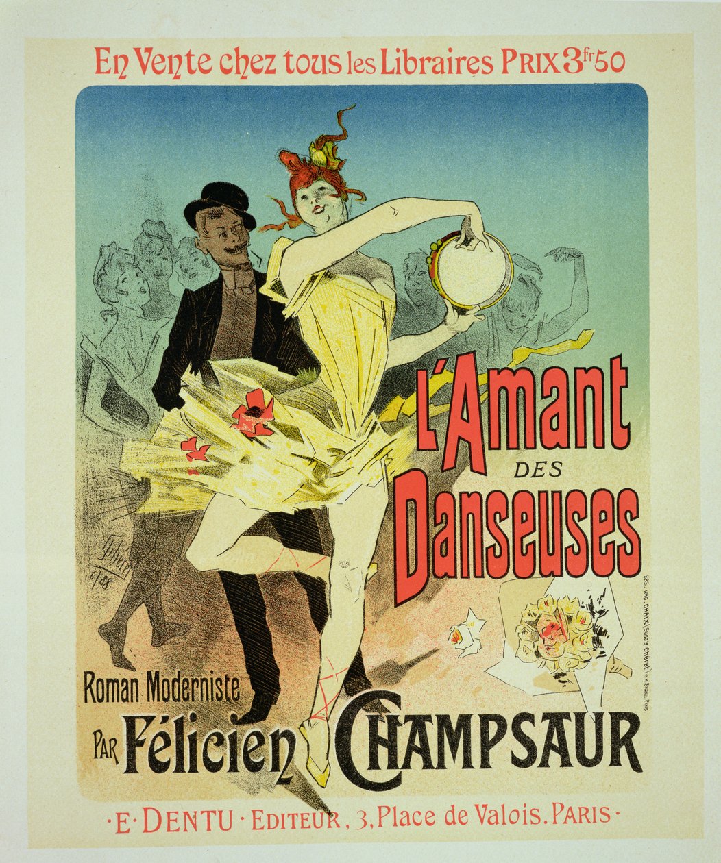 Felicien Champsaur 1888-as modernista regénye, a „Táncosok szeretője” című plakát reprodukciója (lásd: 127004) alkotó: Jules Cheret
