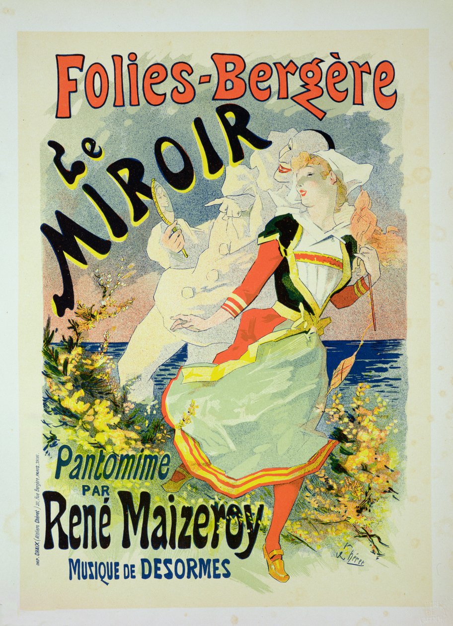 A „The Mirror” című plakát reprodukciója, Rene Maizeroy pantomimja a Folies-Bergerében (lásd: 126671) alkotó: Jules Cheret