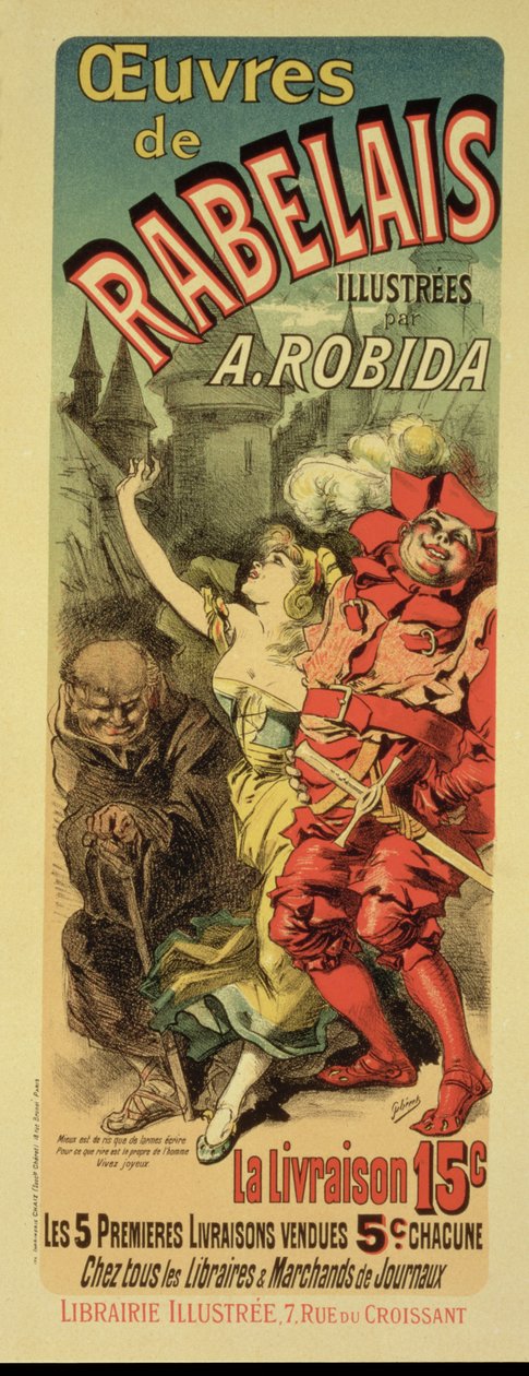 A "Rabelais műveit" reklámozó plakát reprodukciója, 1885 alkotó: Jules Cheret