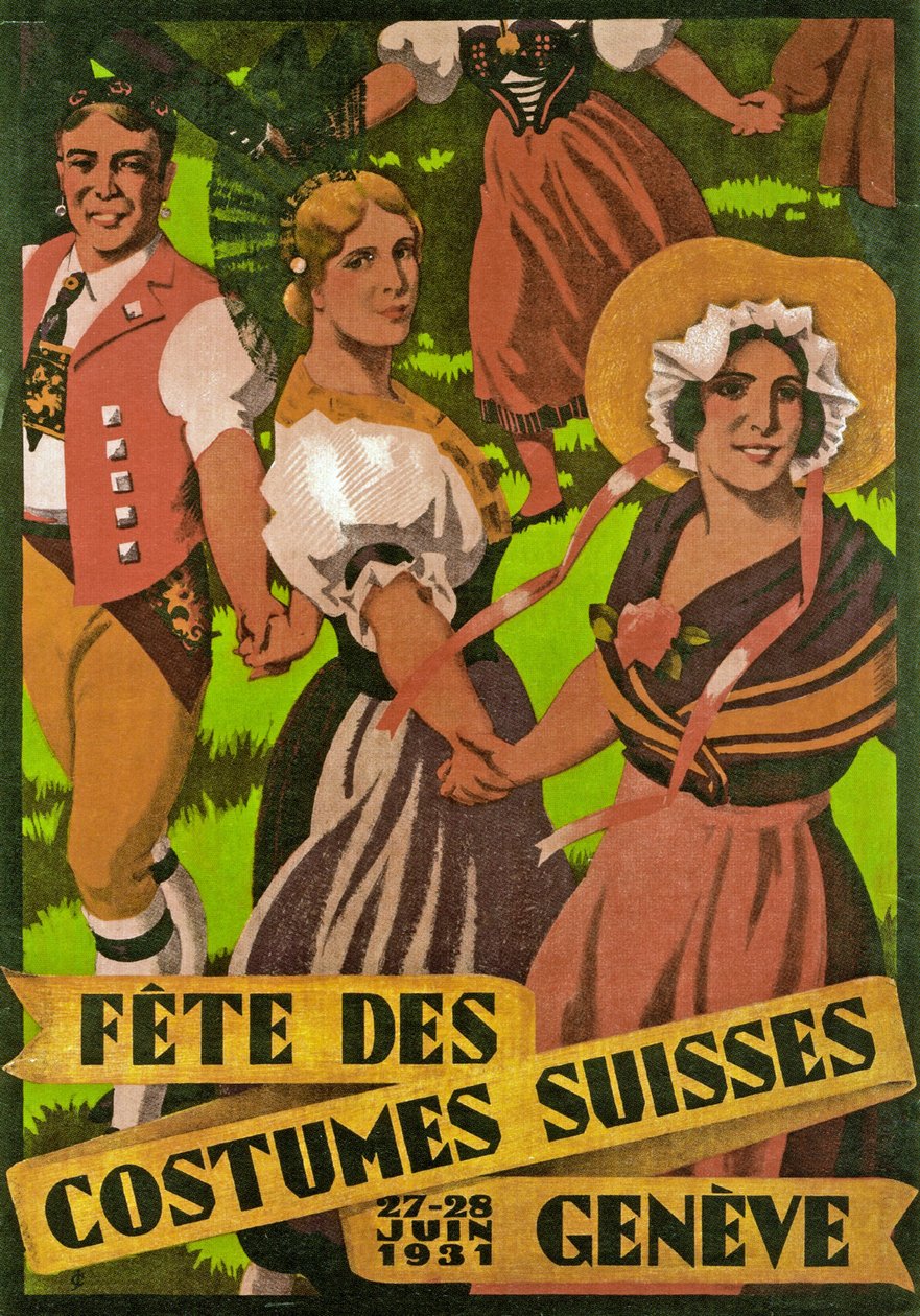 A Fête des Costumes Suisse genfi ​​plakátja (1931) alkotó: Jules Courvoisier
