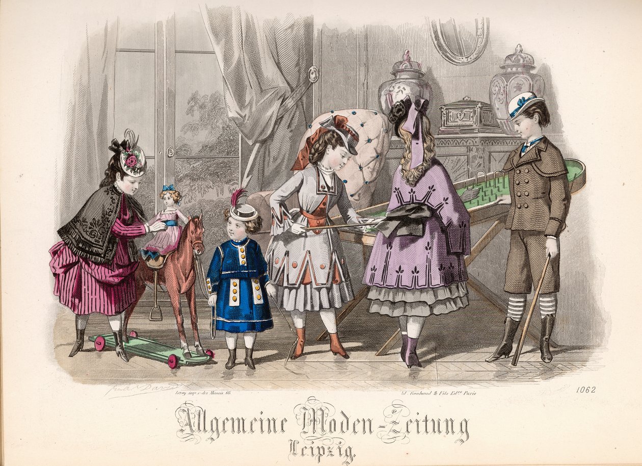 Children at Play, divatlap az Allgemeine Moden-Zeitungból, Lipcse, 1872 alkotó: Jules David