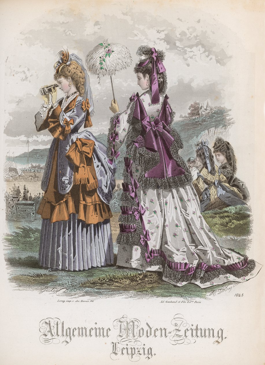 Two Ladies, divattányér az Allgemeine Moden-Zeitungból, Lipcse, 1872 alkotó: Jules David
