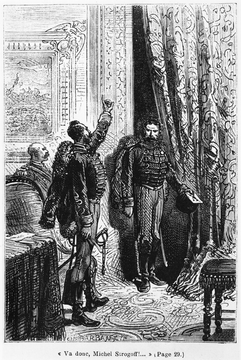 Hajrá, Michael Strogoff, Illusztráció Jules Verne (1828-1905) „Michel Strogoff” című művéből, vésett: Charles Barbant (†1922) Paris, Hetzel alkotó: Jules Ferat