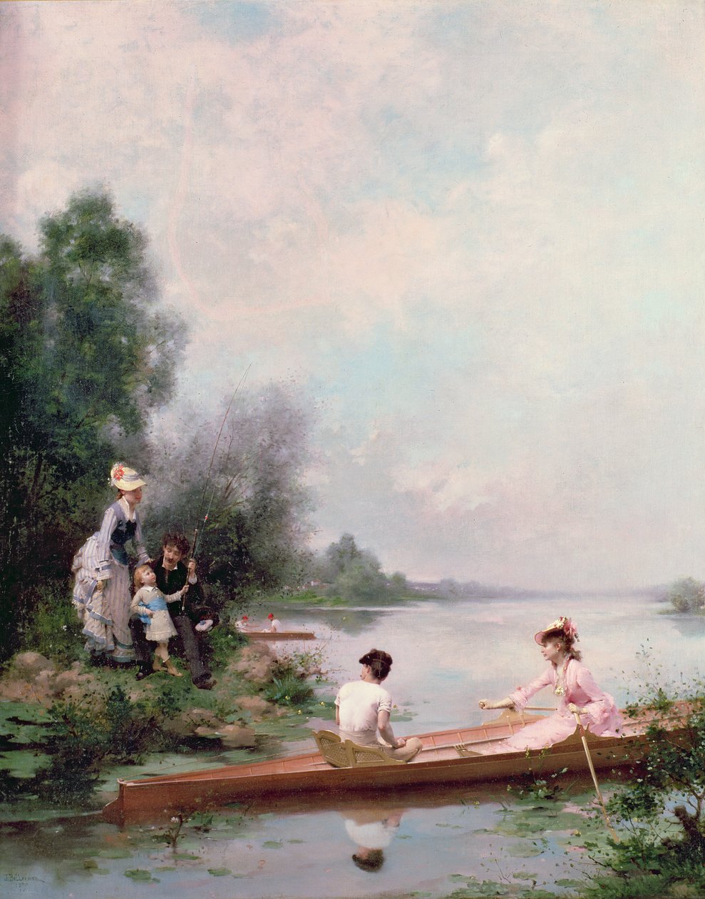 Csónakázás a folyón, 19. század alkotó: Jules Frederic Ballavoine