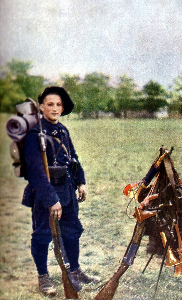 A francia hegyi csapatok katonája a marne-i csata során Párizstól keletre, 1914. szeptember (autokróm) alkotó: Jules Gervais Courtellemont