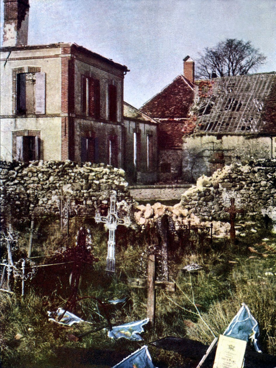 Charleville-i temető Reimstől keletre a marne-i csata idején Párizstól keletre, 1914. szeptember (autokróm) alkotó: Jules Gervais Courtellemont
