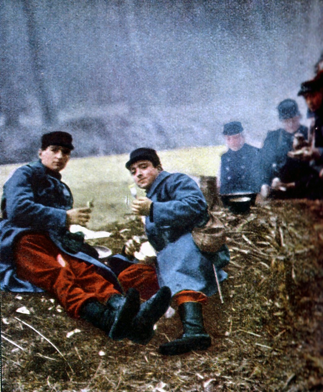 Francia katonák, Marne, 1914. szeptember (autokróm) alkotó: Jules Gervais Courtellemont