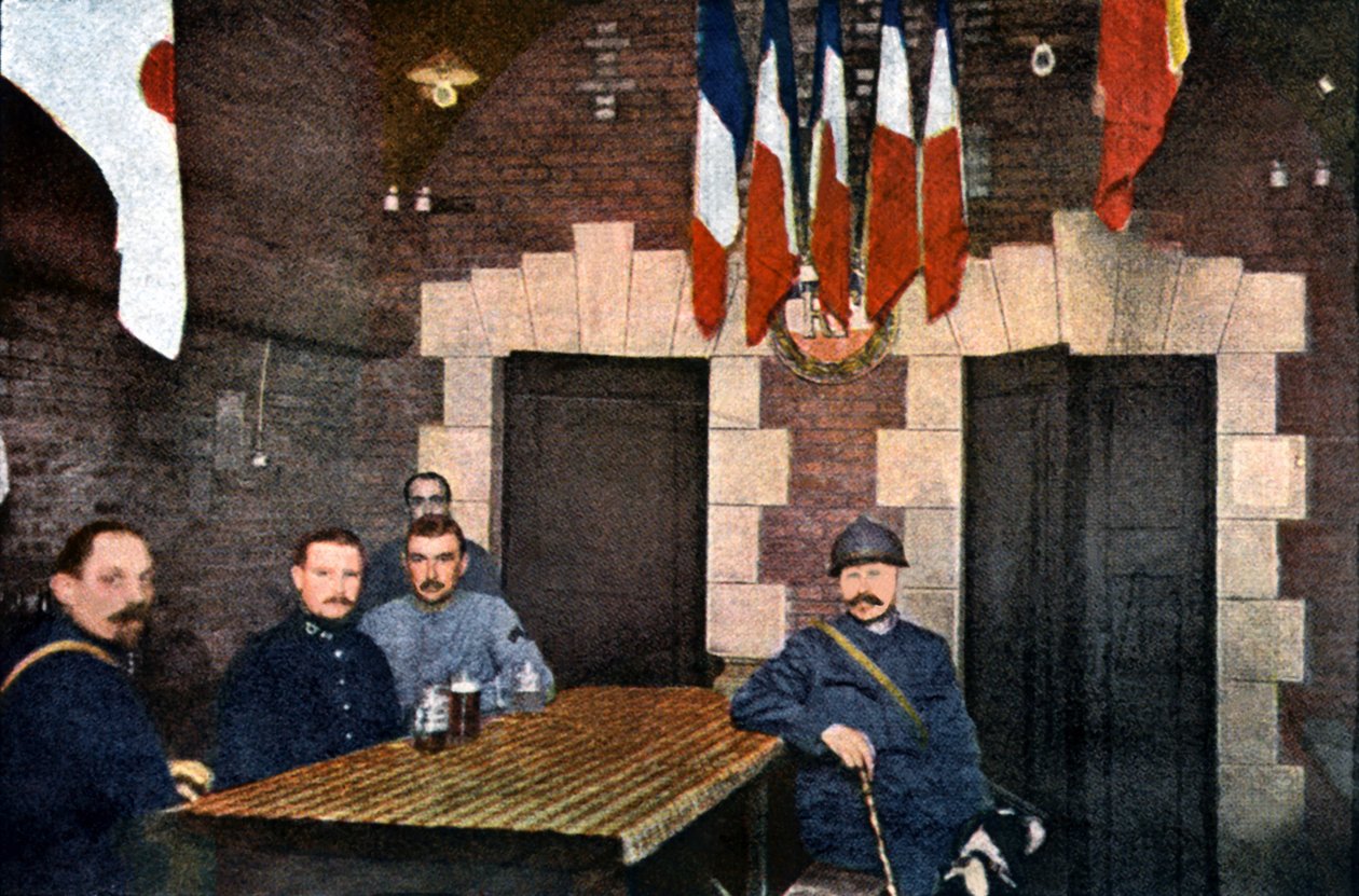Francia katonák a konyhában a kazamatákban, Verdun, 1916. szeptember (autokróm) alkotó: Jules Gervais Courtellemont