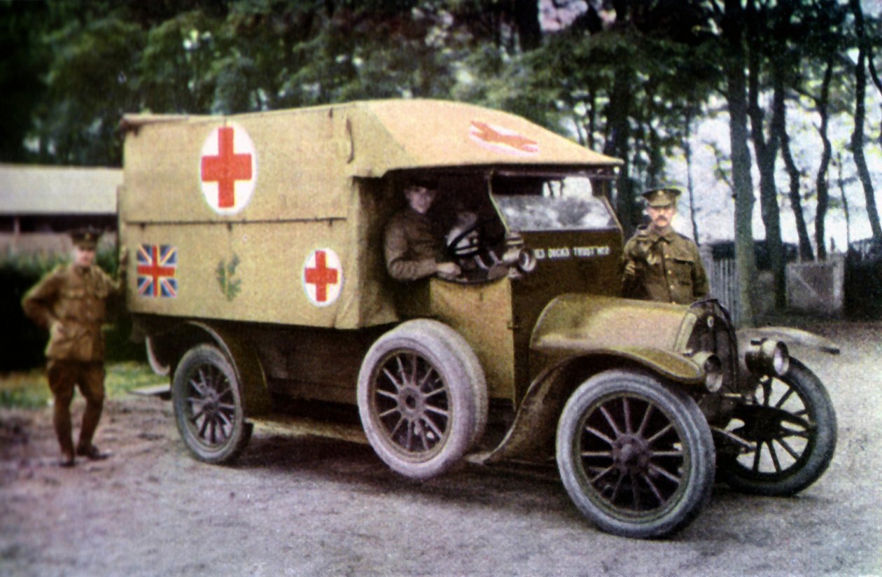 Vöröskereszt teherautó, Marne, 1914. szeptember (autokróm) alkotó: Jules Gervais Courtellemont