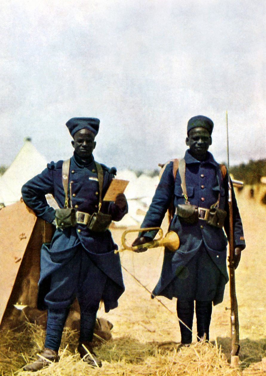 Szenegáli lövészek a Marne-i csatában, Párizstól keletre, 1914 szeptemberében (autokróm) alkotó: Jules Gervais Courtellemont