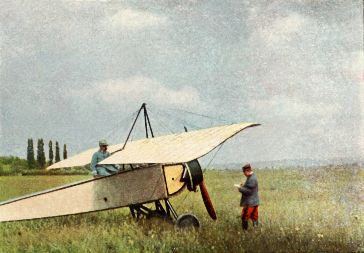Morane-Saulnier G típusú repülőgép, amely 7,9 mm-es Hotchkiss géppuskával is felszerelhető, 1914. szeptember (autokróm) alkotó: Jules Gervais Courtellemont