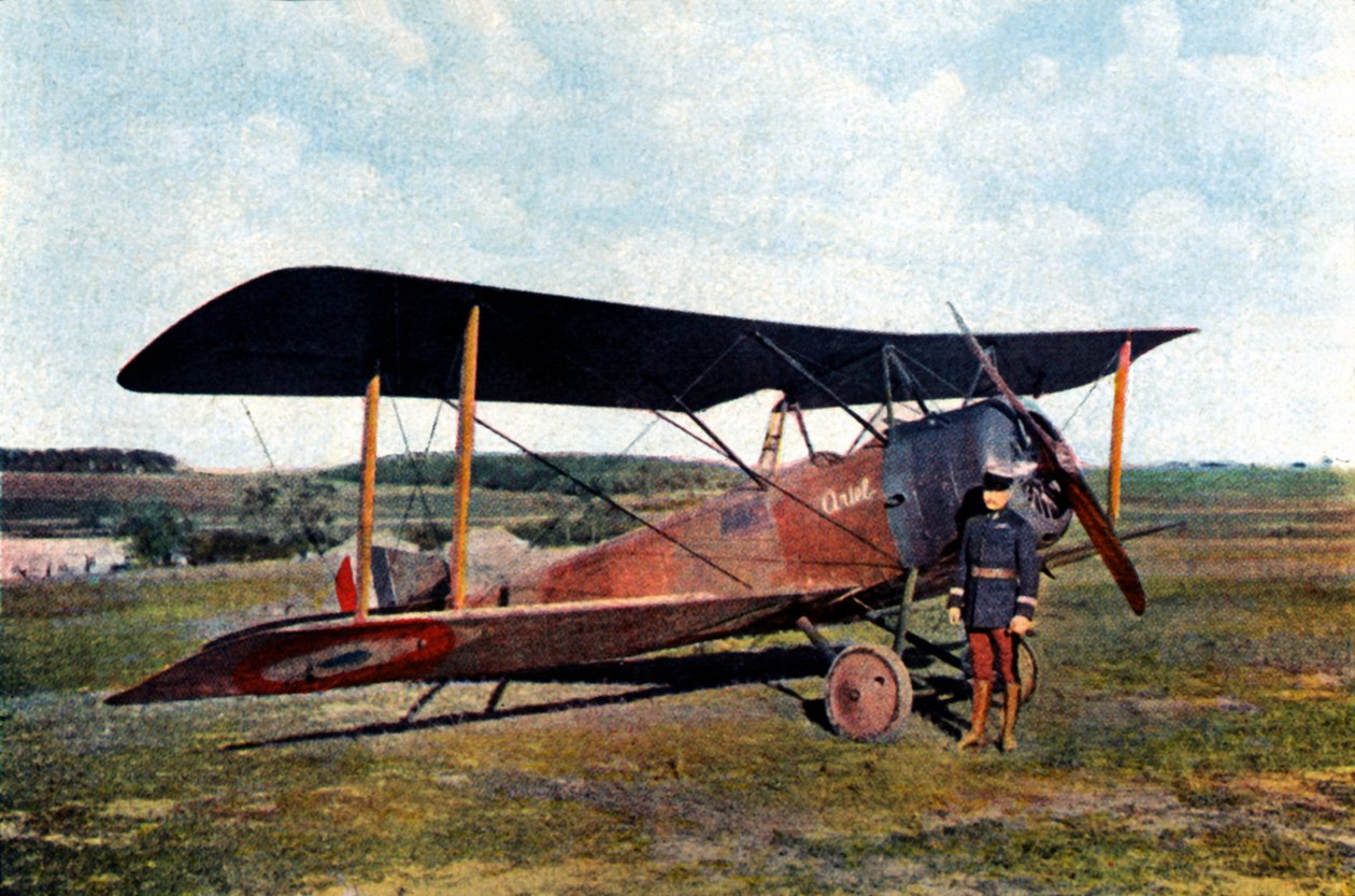 Robert de Beauchamp kapitány brit Sopwith vadászgépével, miután visszatért egy esseni bombatámadásról, röviddel Verduni halála előtt, 1916 szeptemberében (autokróm) alkotó: Jules Gervais Courtellemont