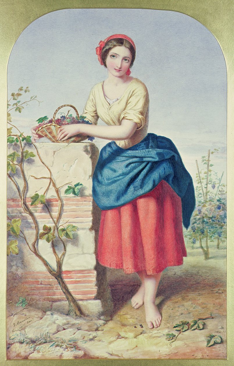 Lány szőlőkosárral, 1860 alkotó: Jules I Bouvier