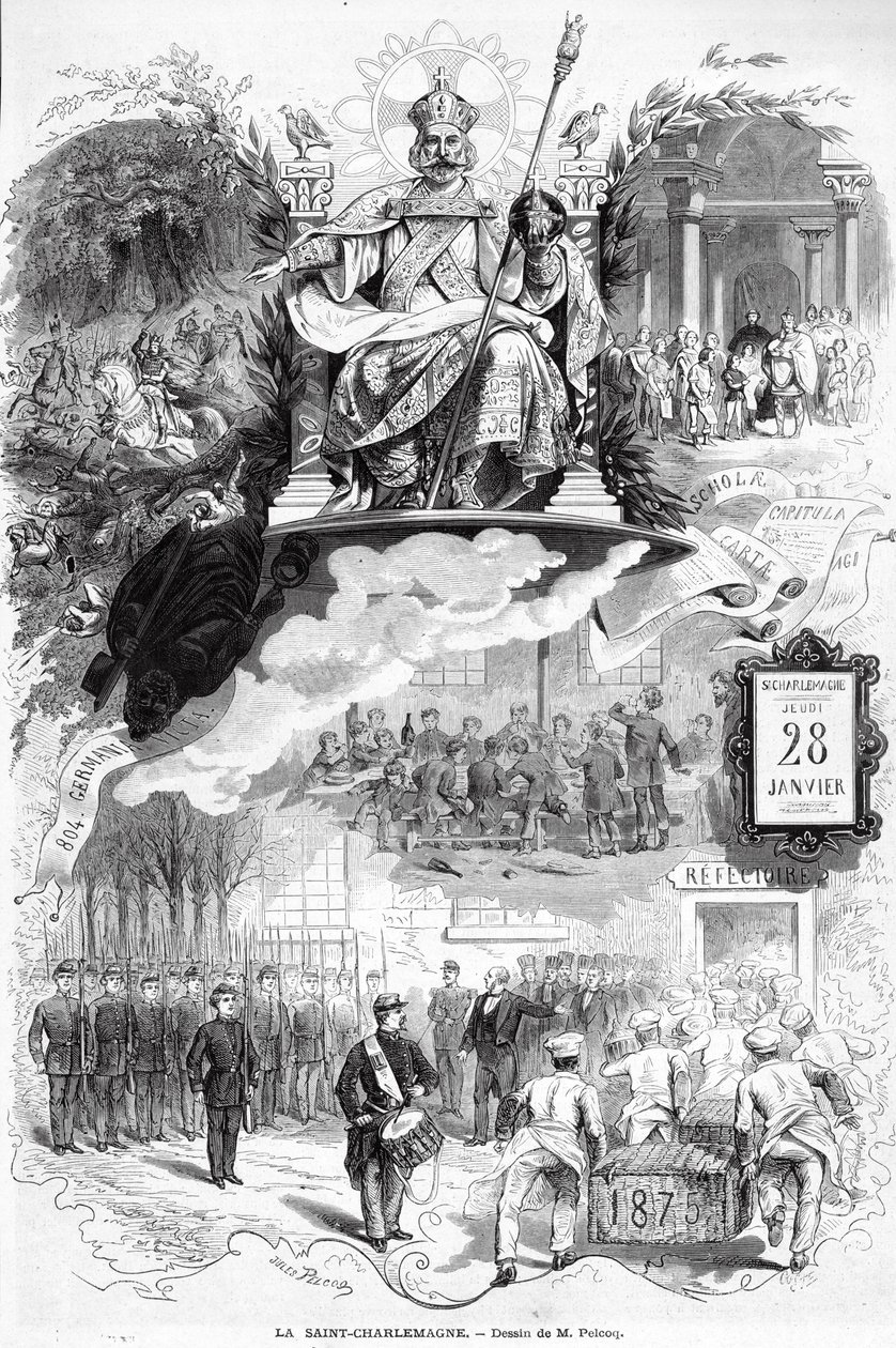 „La Saint-Charlemagne”, a „Le Monde Illustre” illusztrációja, 1875. január 30. alkotó: Jules Pelcoq