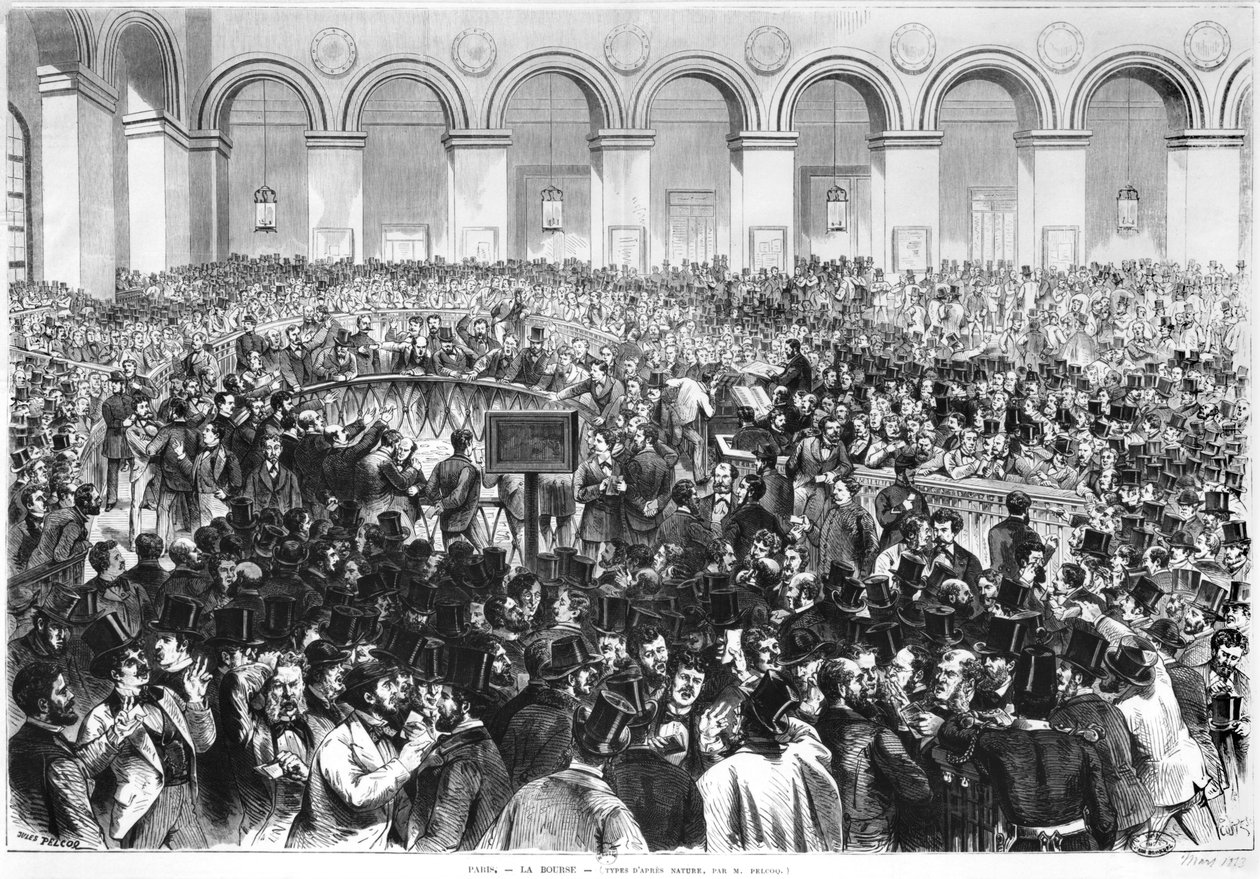 A „Corbeille” a párizsi tőzsdén, 1873 alkotó: Jules Pelcoq