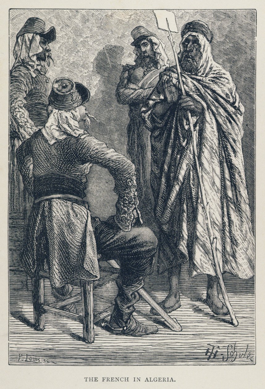 A franciák Algériában, vésette P. Louis (19. század), „Franciaország története”, Emile de Bonnechose, kiadó: Ward, Lock and Co, London alkotó: Jules Theophile Schuler