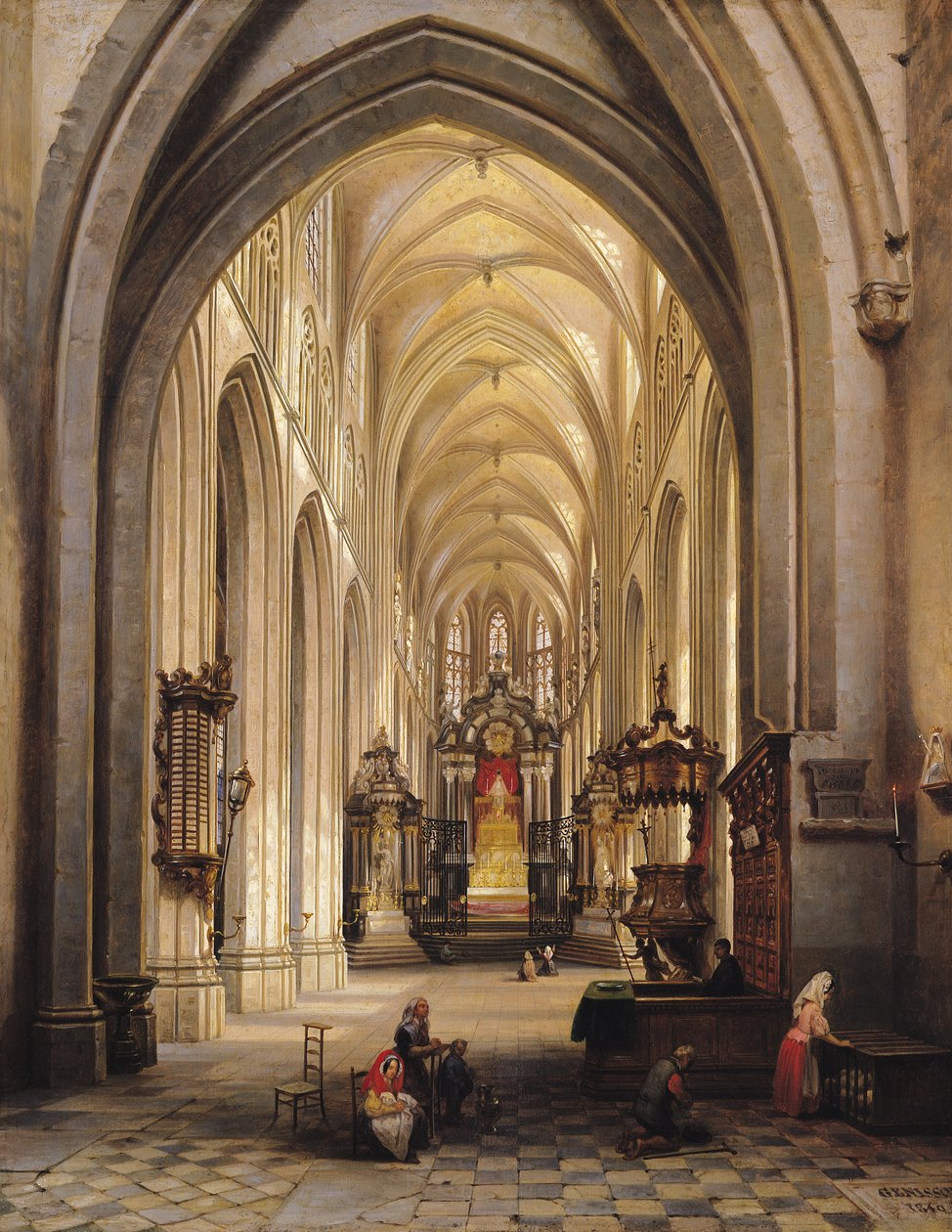 Egy templom belseje, 1840 alkotó: Jules Victor Genisson