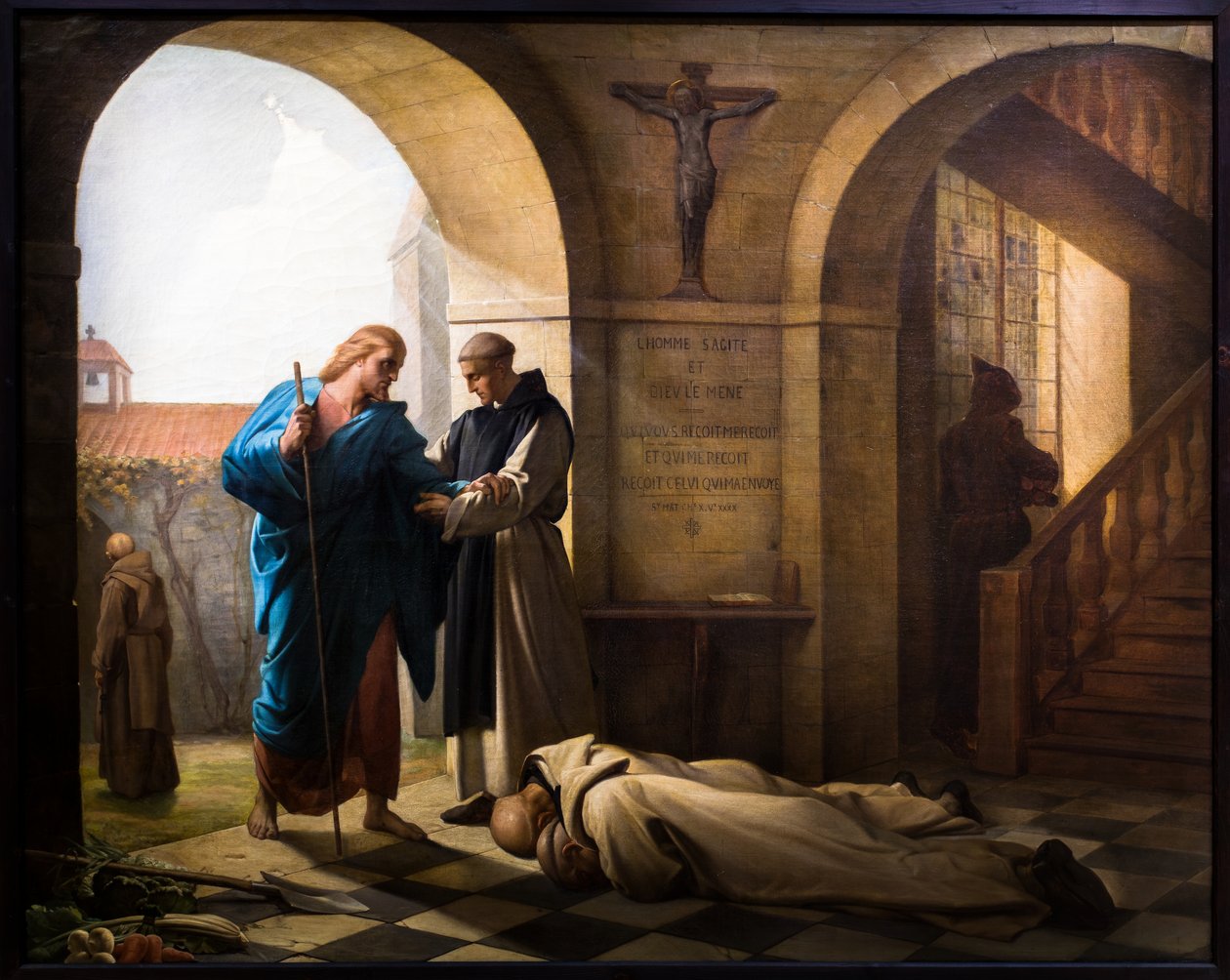 Egy idegen fogadása a trappisták között alkotó: Jules Joseph Dauban