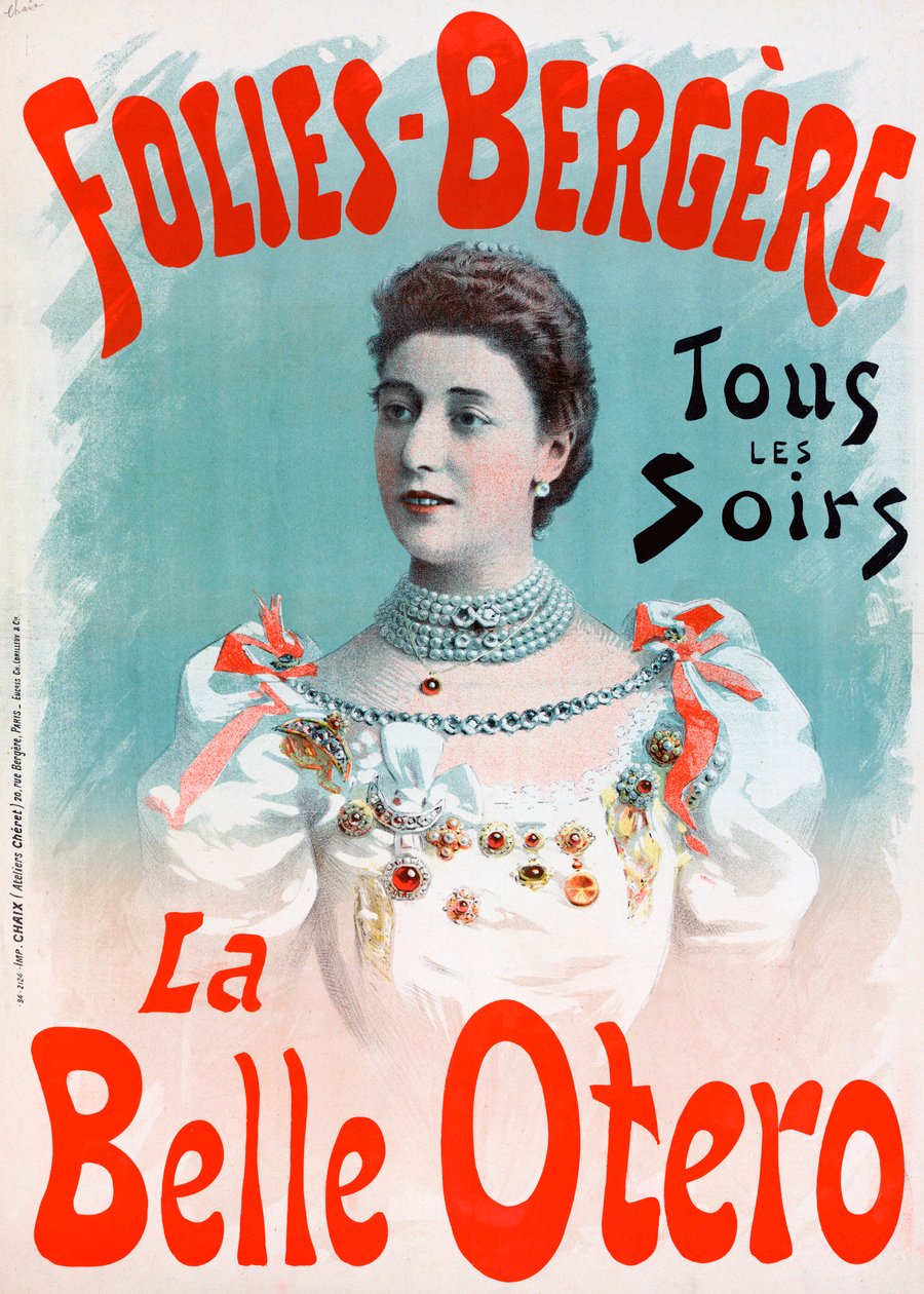 „La Belle Otero” plakát a Folies Bergere-nél – La belle Otero aux folies Bergeres (Caroline Otero alkotó: Jules (after) Cheret